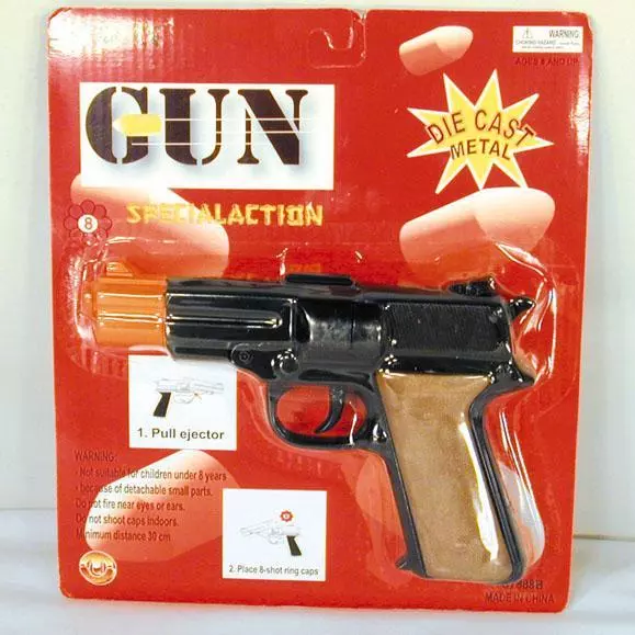 new DIE CAST 45 MAGNUM 8 SHOT BLACK METAL CAP GUN toy guns pistol shooter new