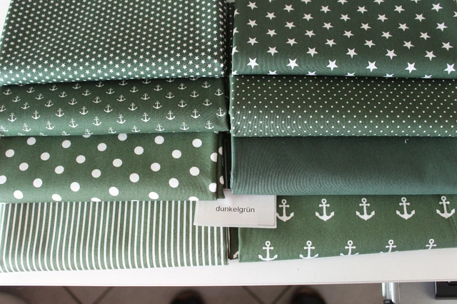 Eco-Tex Tessuto Cotone 7 Motivo 50 X 150 CM IN Verde Scuro