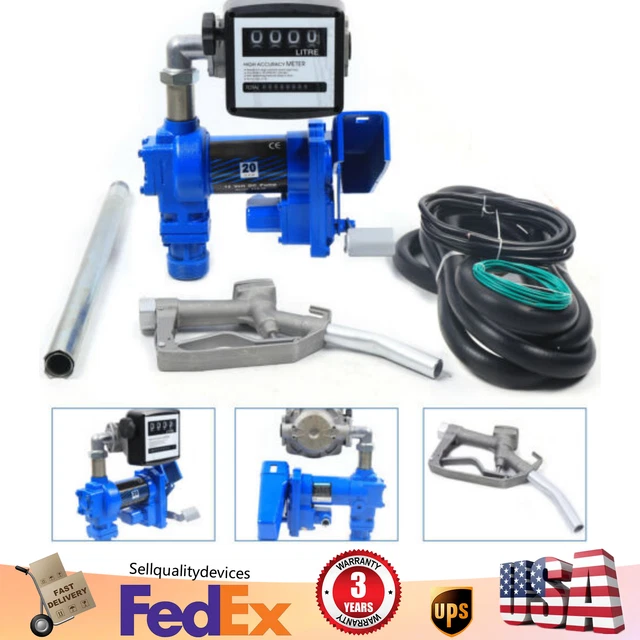 12V DC 20GPM Diesel Gasoline Anti-Explosive Fuel Transfer Pump w/ Oil Meter 265W
