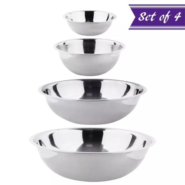 (Set of 4) Stainless Steel Mixing Bowls by Tezzorio 5-8-13-16 Qt Mixing Bowl Set