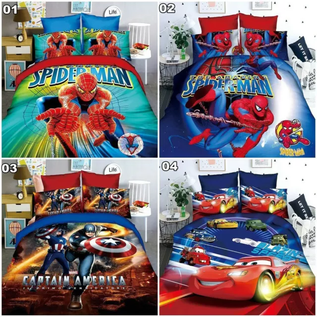 Childs Cartoon Spiderman Car Quilt/Doona/Duvet Covers Set Single/Double Size Bed