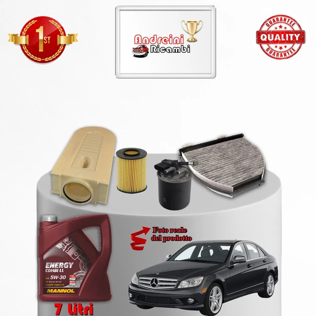 Kit Tagliando Filtri + Olio 5W30 Per Mercedes Classe B 200 CDI W246 136 CV Dal 2011 - 7 Litri Olio Long Life