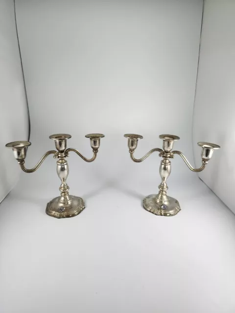 Pair International Silver Company 3 Lite Candle HolderSticks Cottage Core Granny