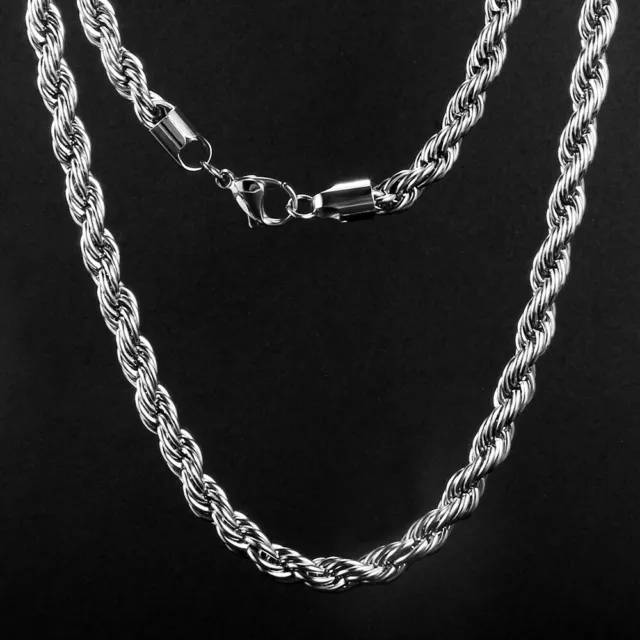 8/10mm Wide 316L Stainless Steel Women Men Rope Chains Necklaces 16''-47'' 2