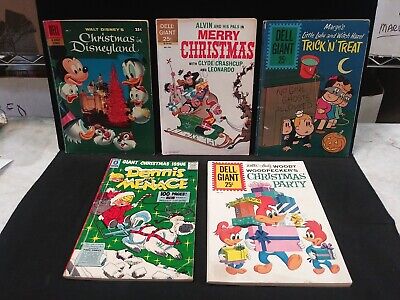 Disney Christmas Comics Lot X5 (Donald Duck, Uncle Scrooge, Alvin & Chipmunks)!