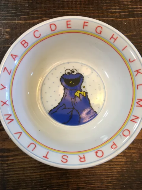 VINTAGE SESAME STREET Cookie Monster Alphabet Kid's Bowl With big bird ...