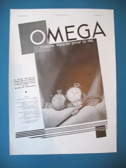 Publicite De Presse Omega Montre Heure Exacte Pour La Vie Horlogerie Ad 1932