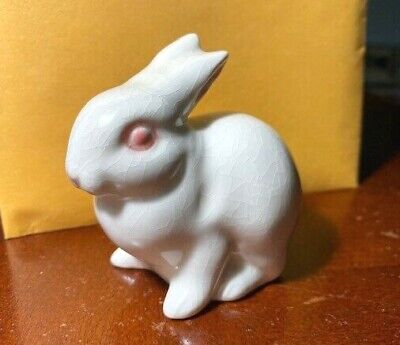 Vintage Goebel W. Germany White Easter Bunny Rabbit Pink Ears, Eyes & Nose