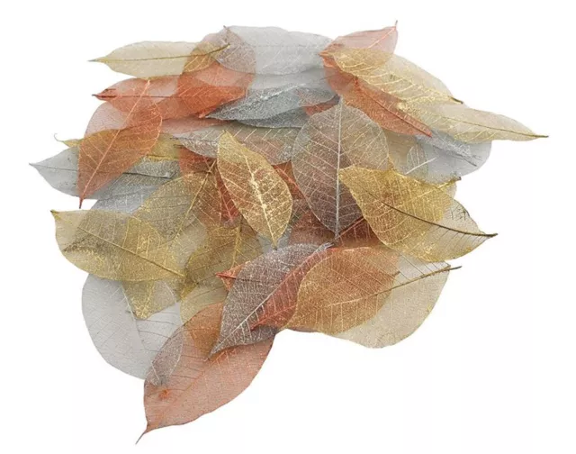 40 Metallic Skeleton Leaves for Crafts | Card Making Toppers Embellishments