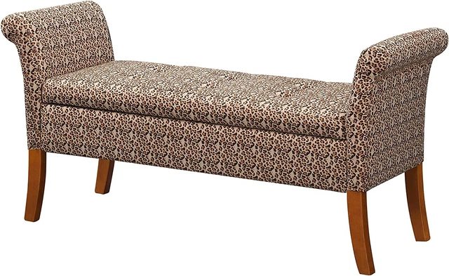 Designs4Comfort Garbo Storage Bench, Savanna Leopard Print