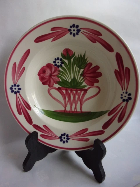 ASSIETTE CREUSE SARREGUEMINES ANCIENNE Décor Vase de Fleurs Estampillée