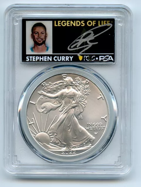 2022 $1 American Silver Eagle 1oz PCGS MS70 Legends of Life Stephen Curry