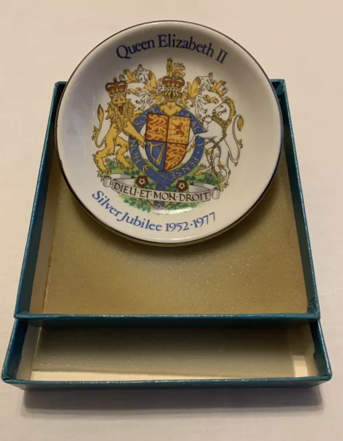 Queen Elizabeth II Silver Jubilee Commemorative Dish by Wood & Sons In Box