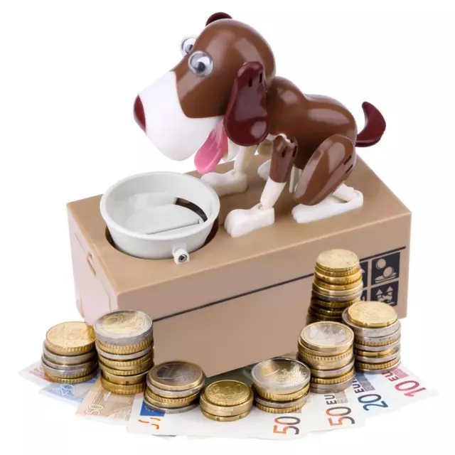 Piggy-Bank-Hungry-Eating-Dog-Coin-Money-Saving-Box-Choken-Robotic-Mec #F 3