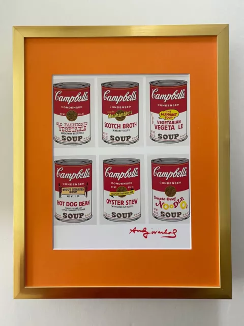 Andy Warhol Gorgeous 1984 Signed Soup Cans Print Matted 11X14 List $549=