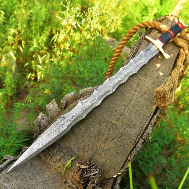 Viking Sword, Custom Spiral Hand Forged Sword Damascus Steel Sword Medieval Era.