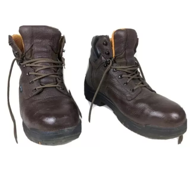 TIMBERLAND PRO STEEL Toe Work Boots 12W Brown Lace Up Slip Resistant ...