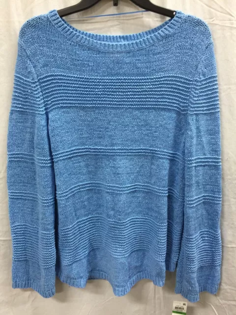 Style & Co. Women's Sweater Mix Stitch Tape Pullover Blue XL