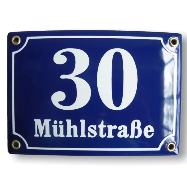 Personalised enamel address plaque 15x20cm WARRANTY 10y house sign number
