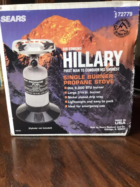 SEARS SIR EDMUND Hillary Single Burner Propane Tank Camping