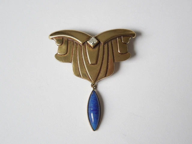 Broche Pendentif Vintage Or Et Cristaux Topaze – Bijou Ancien – Occasion Parfaite