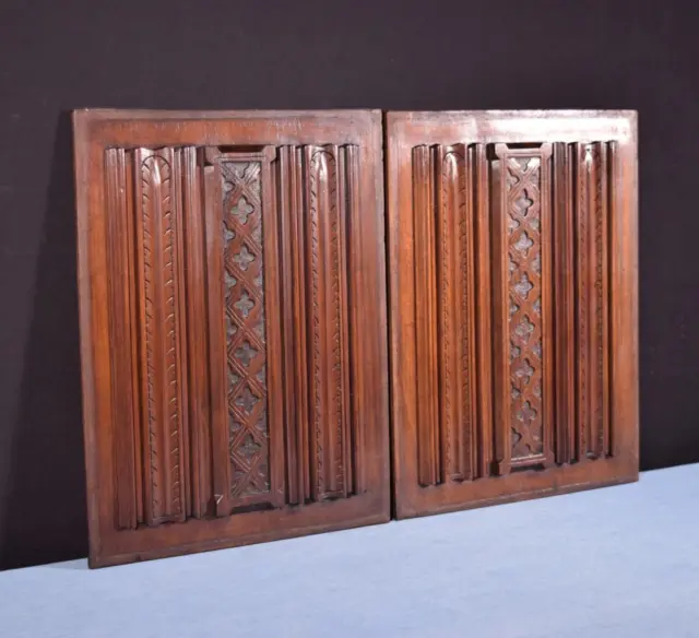 *Pair of Antique French Carved Architectural Panels/Trim in Solid Walnut Wood 3