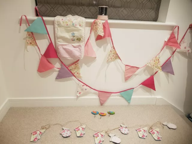 Girls Bedroom Accessories Bundle Little Bird Theme Nursery bedroom Bunting Light