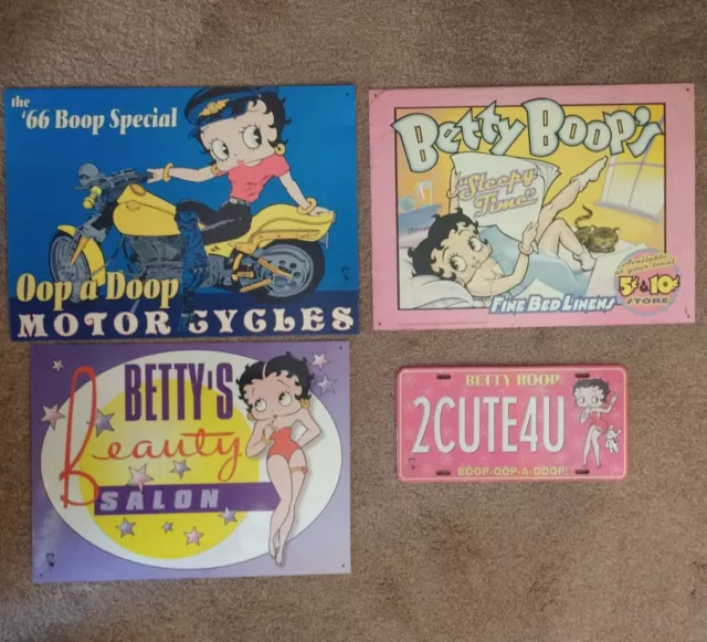 4 Betty Boop Metal Advertising Signs