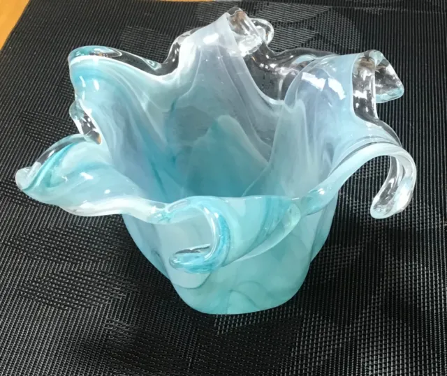 Beautiful. MURANO. glass Vase. Blue & White