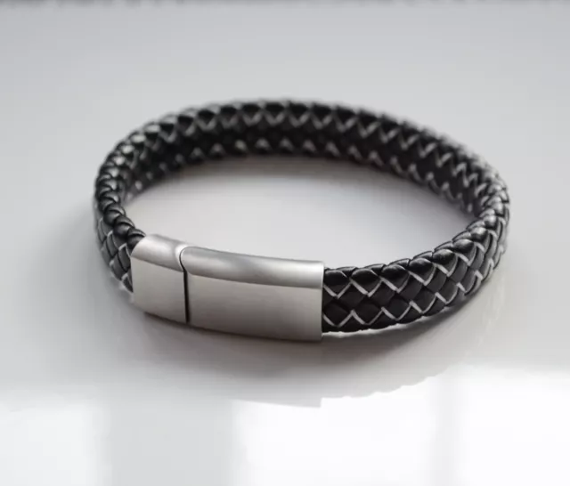 Mens Urn Cremation Leather Bracelet - Keepsake Ashes Holder Memorial Jewellery