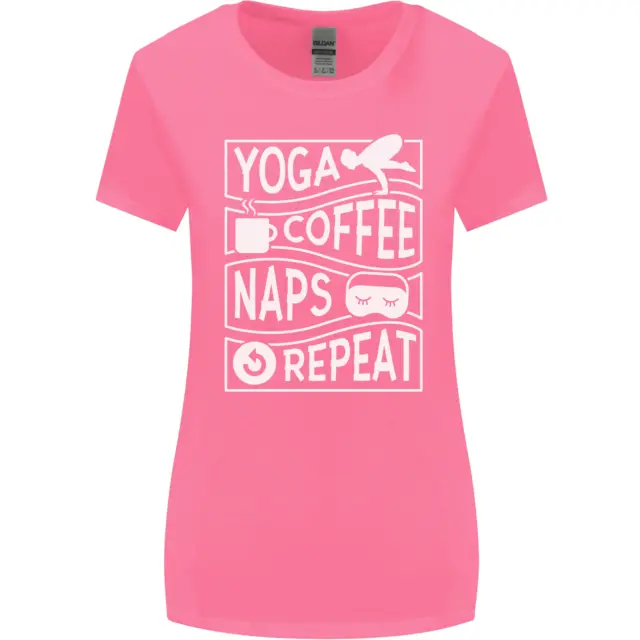 T-shirt da donna taglio più largo Yoga Coffee Repeat Funny