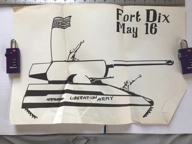 1970 Fort Dix Protest Poster 17 1/2 x 11 1/2”