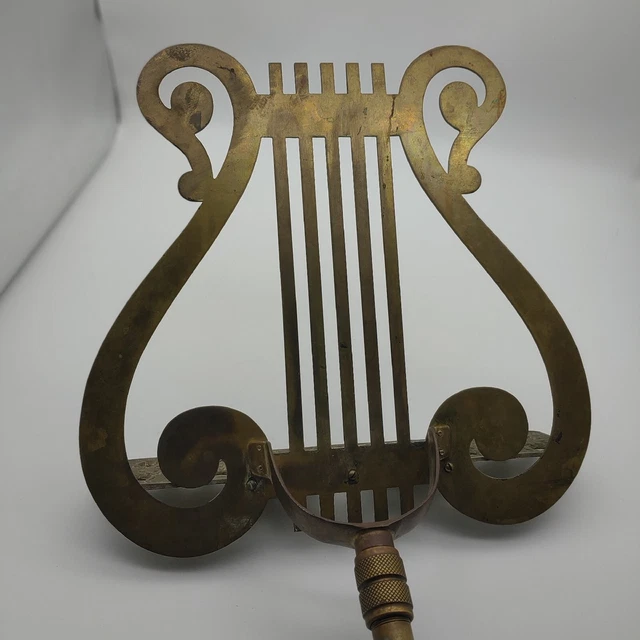 VINTAGE ADJUSTABLE BRASS Sheet Music Lyre Harp Footed Stand 110.00