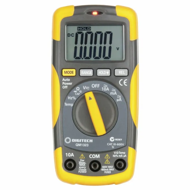 Cat III Multimeter with Temperature Data Hold  600V  Leads included