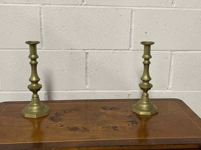 Gorgeous Pair of Fine Early 19th Century Georgian Brass Candlesticks