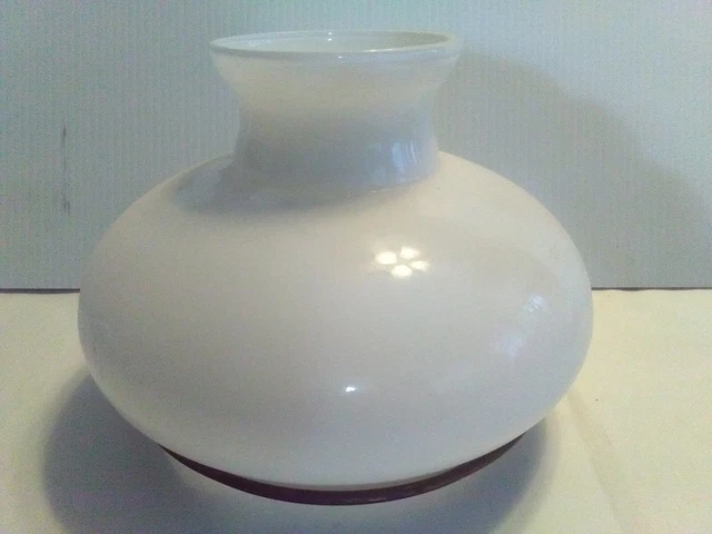 Vintage White Milk Glass Kerosene Oil Lamp Shade Chimney Shade w/Brass Holder
