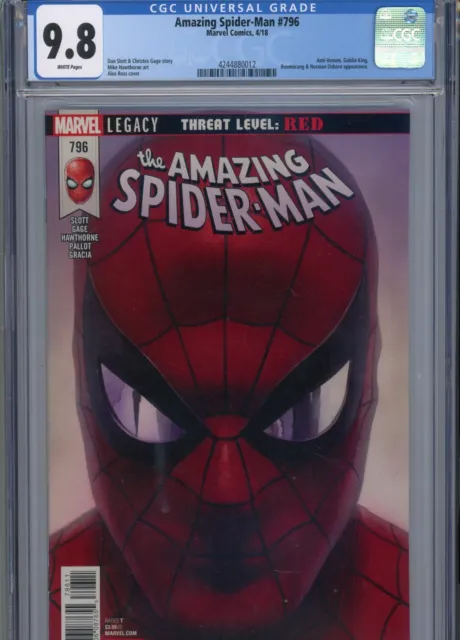 Amazing Spiderman #796 Mt 9.8 Cgc White Pages Ross Cover Anti Venom App. Slott S
