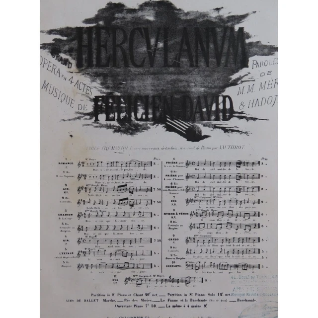 DAVID Félicien Herculanum No 7 Chant Piano 1869