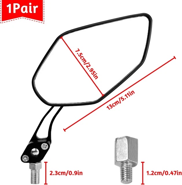 2Pcs Bicycle Rear View Mirror Handlebar Cycle Mirrors for Bikes 360° Rotatable