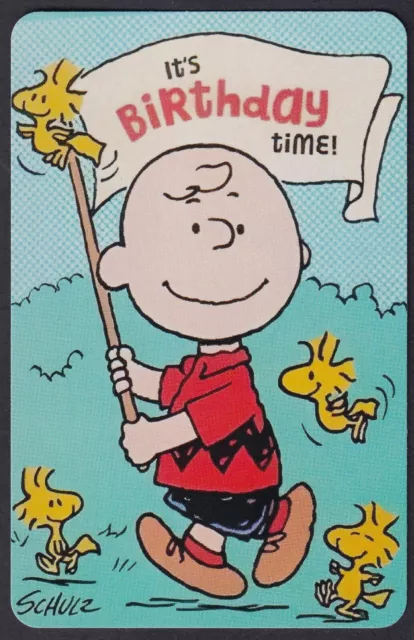 1 modern swap playing card  ITS BIRTHDAY TIME SNOOPY & WOODSTOCK