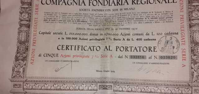 Italy Italian Share Certificate 1917 2