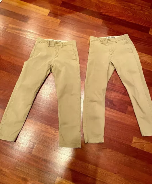 2 PC LOT Dockers Mens Pants W29 L30 Alpha Khaki, Slim Tapered Smart 360 Flex