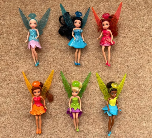 Disney Fairies Mini Dolls x 6 Tinkerbell, Rosetta, Fawn, Silvermist…