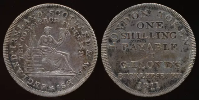 💥 1811 Silver Shilling Token (S. Lloyd's Bucklersbury) 💥 Quite Scarce ⚡️ Nr ⚡️