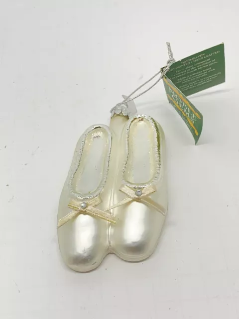 Noble Gems Kurt Adler Hand Crafted Glass Ballet Slippers Christmas Ornament NWT