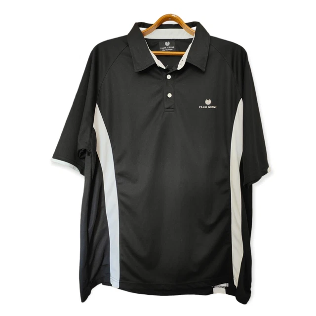 Palm Grove Golf Polo Shirt - Black/White - XXL