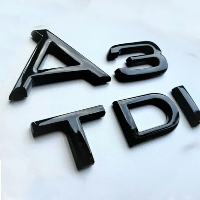 Noir Brillant A3 Tdi Badge Arrière Coffre pour De Voiture Audi Modèles