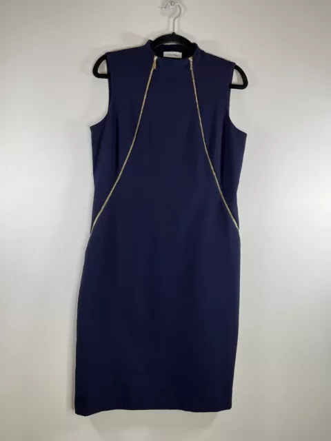 Calvin Klein  Size 6 Women Sleeveless Sheath Career Formal Navy Blue Dress