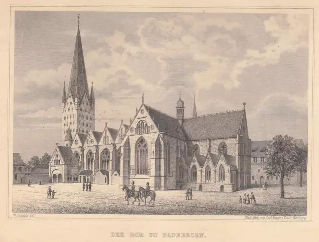 Paderborn. Dom (Hohe Dom St. Maria, St. Liborius, St. Kilian).Stahlstich v.1872