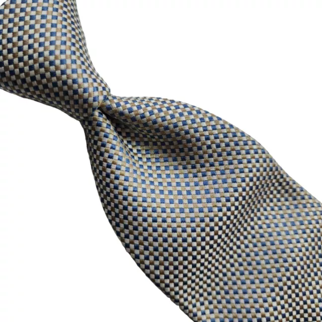 A6) Paul Smith Blue, Gold & Gray Geometric 100% Silk Necktie Made In Italy